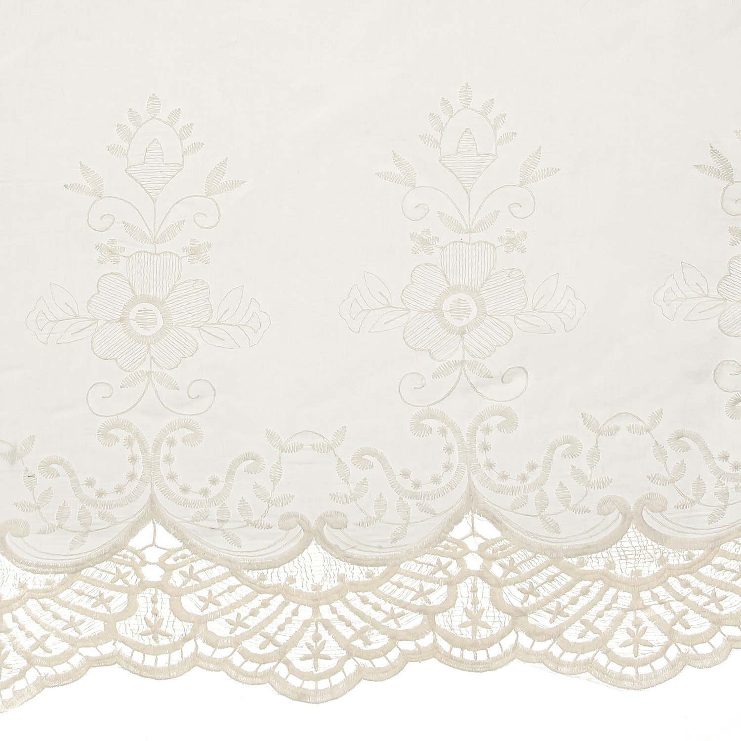 Baumwoll-Seiden-Voile mit Bordüre, creme