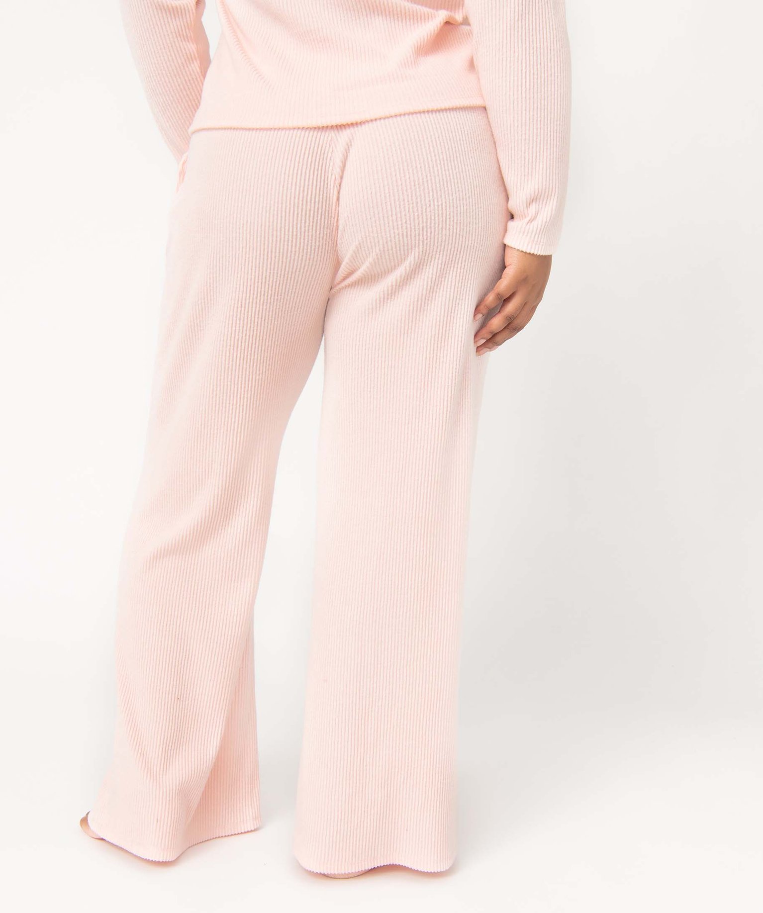 Pantalon d’intérieur femme grande taille en maille ctelée rose | GEMO