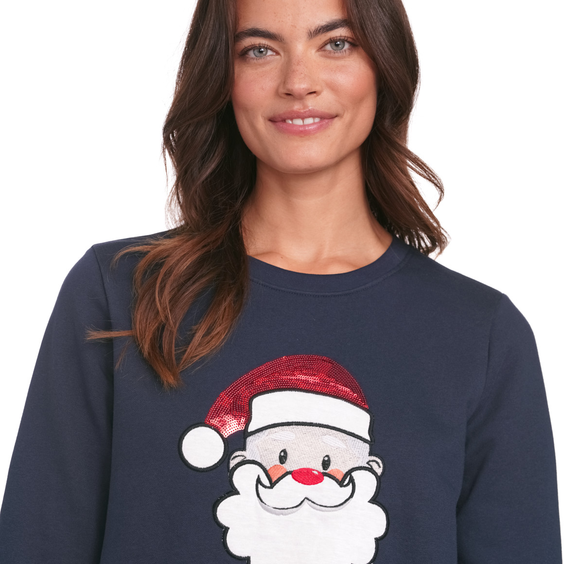 Damen Weihnachtssweatshirt mit Applikation dunkelblau