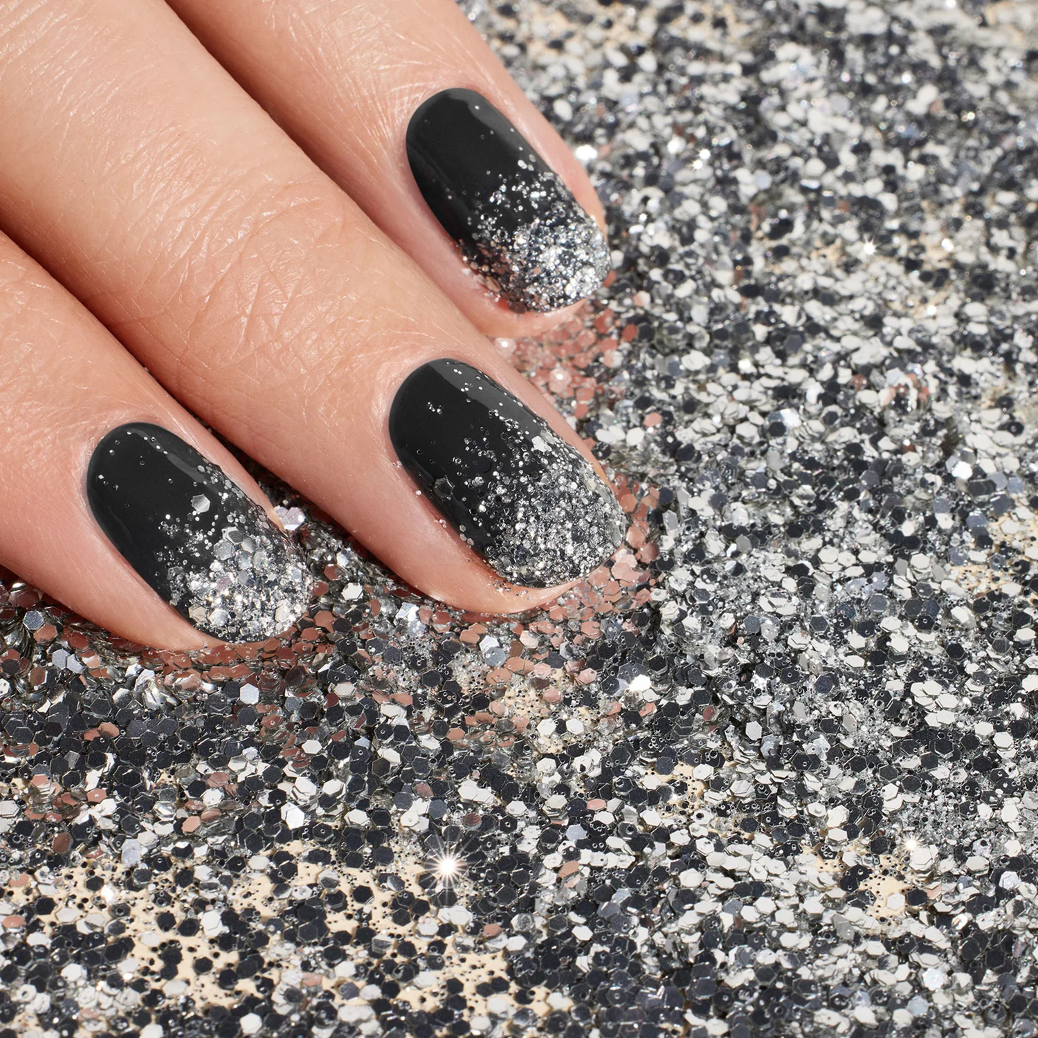 Nail Art Duo Glitter Argintiu și Oglindă