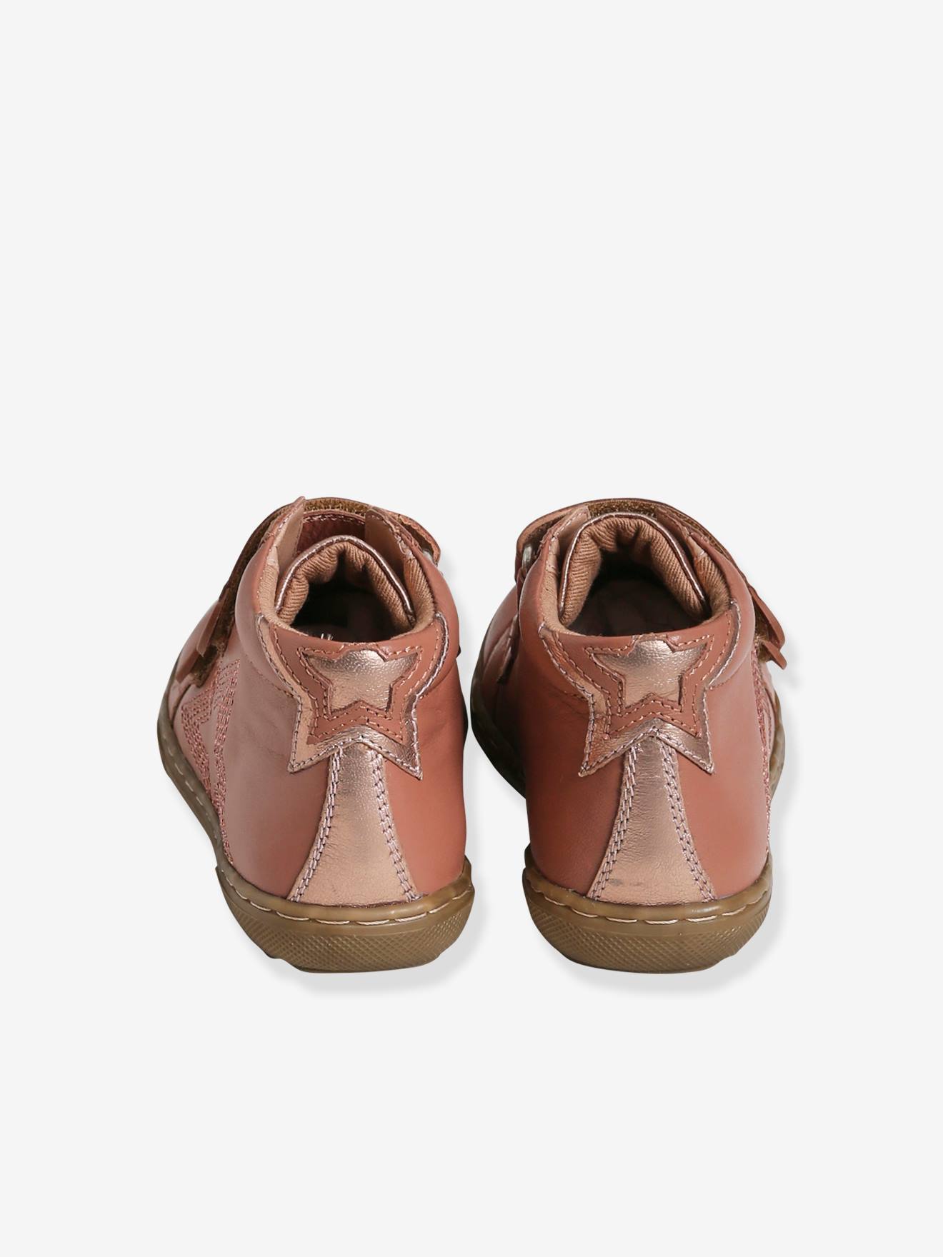 Bottines cuir scratchées fille collection maternelle rose