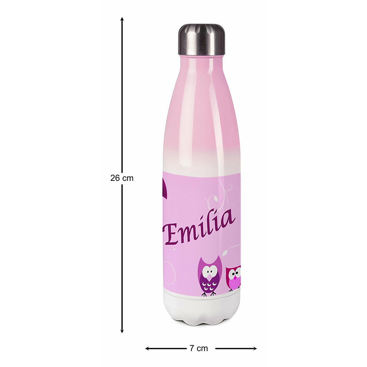 Edelstahl Kinder Thermoflasche / Trinkflasche bunt Eule Farbe rosa Spülmaschinenfest, Auslaufsicher, Bruchfest, Doppelwandig, Für Heißgetränke geeignet, Mit Deckel, Isoliert