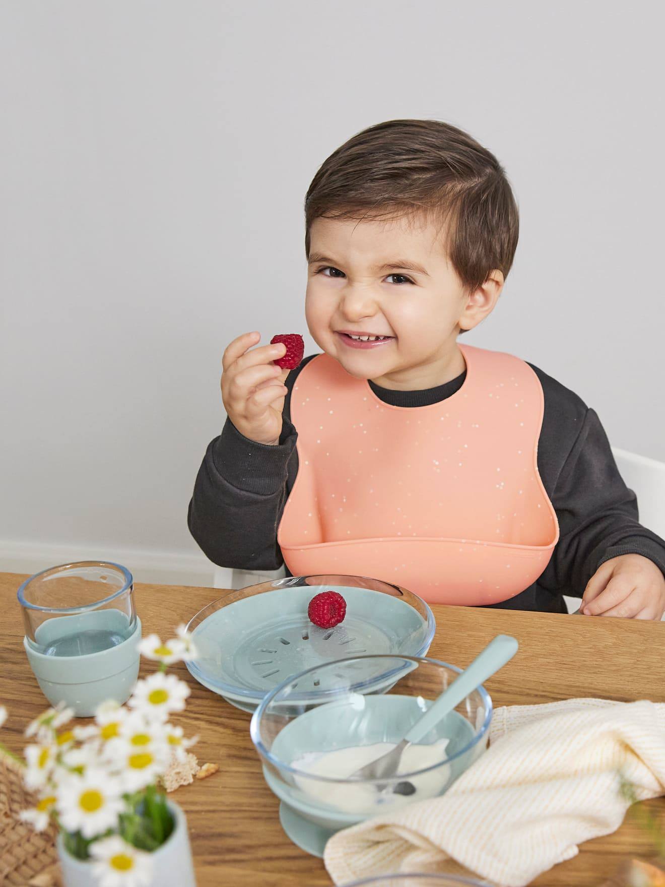 Lässig 2er-Pack Baby Lätzchen mit Auffangschale LÄSSIG, Silikon - blau