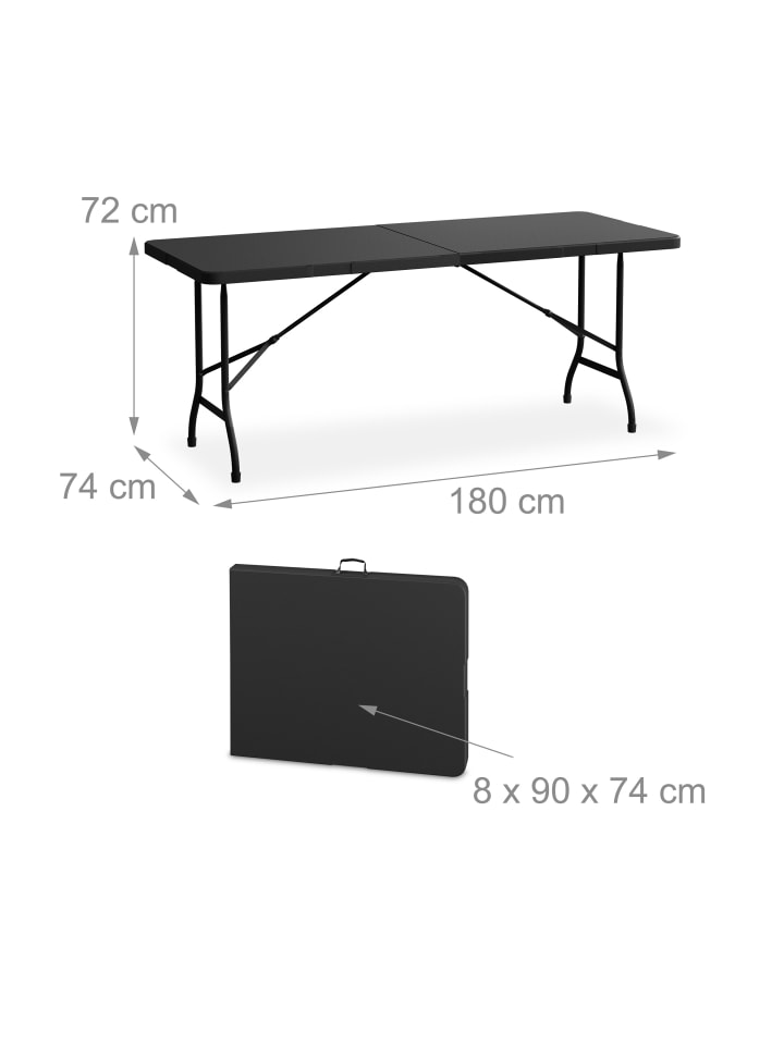 relaxdays Gartentisch in Schwarz - (B)180 x (H)72 x (T)74 cm günstig kaufen onesize