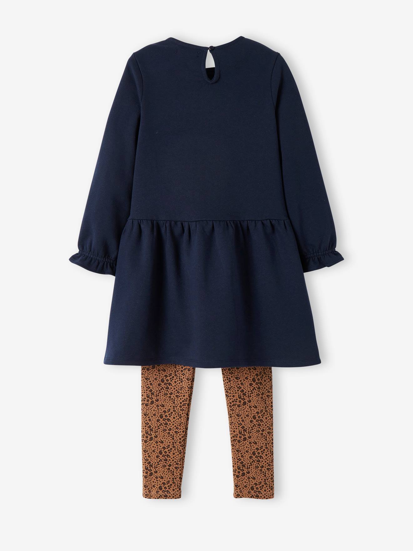 Ensemble robe en molleton et legging fille encre