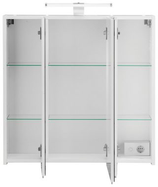 Schildmeyer Spiegelschrank Roma Breite 70 cm, 3-türig, LED-Beleuchtung, Schalter-/Steckdosenbox
