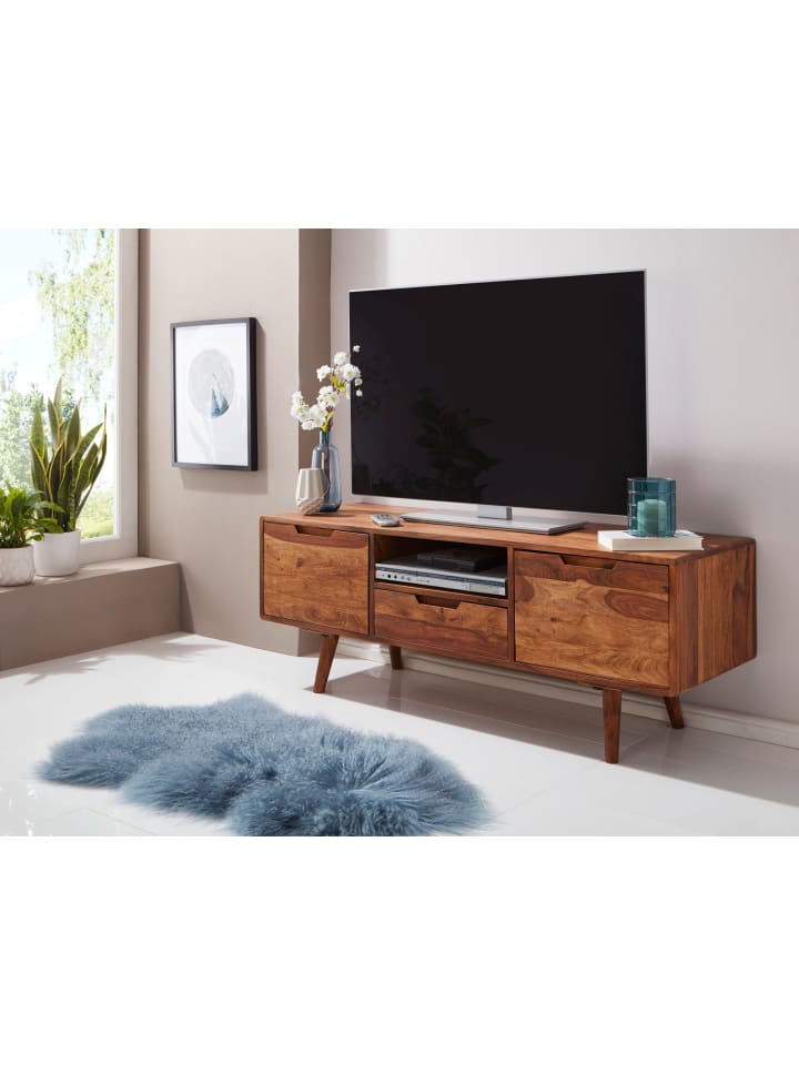 KADIMA DESIGN HiFi Lowboard Massivholz Landhaus TV Kommode 135x51x45cm, günstig kaufen onesize