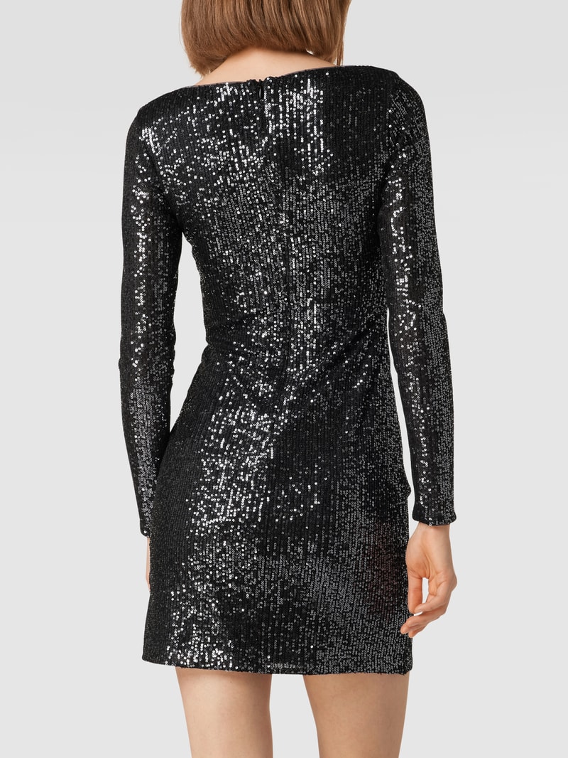 Cocktailkleid mit Paillettenbesatz in anthrazit