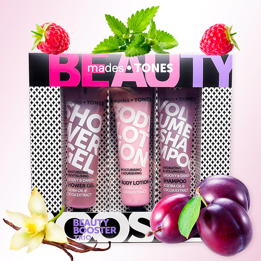 mades cosmetics GROOVY & DANDY coffret gel douche | lotion pour le corps |shampoing volumateur