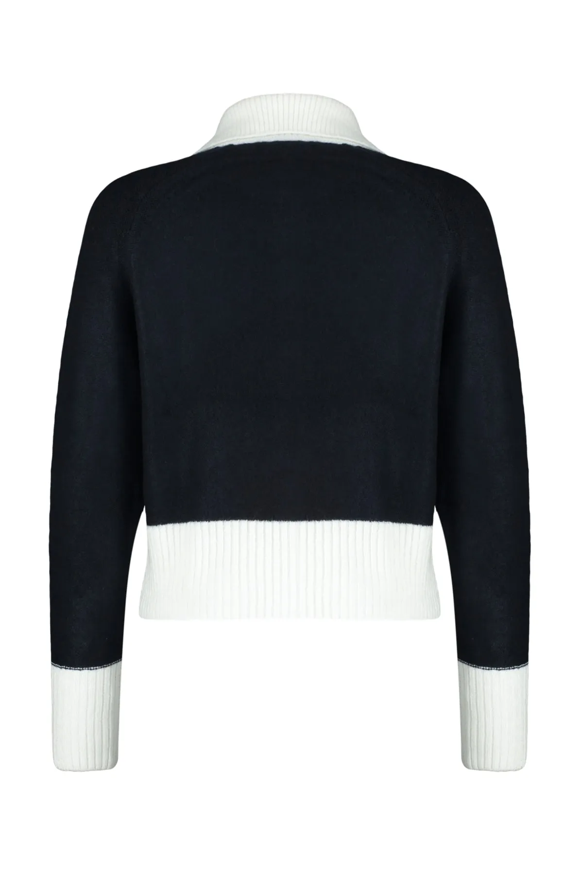 Trendyol Collection  Marineblaue Strickjacke mit weicher Struktur und Reißverschluss in Farbblock-Optik TWOAW24HI00102