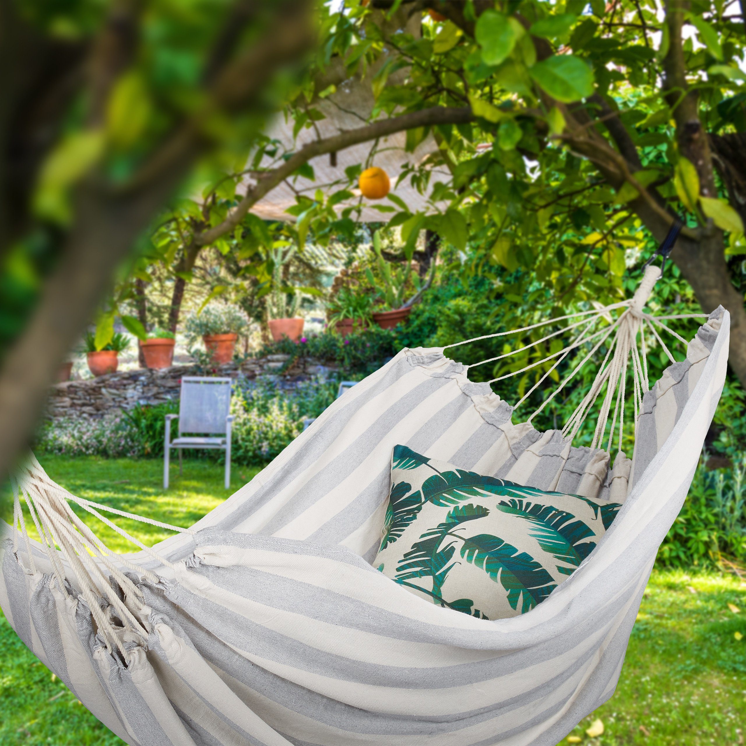 relaxdays Hängematte Hängematte XXL Baumwolle, Farbmix 2