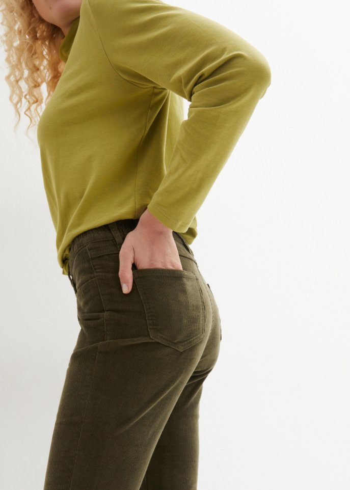 Bootcut-Stretch-Cordhose mit Biesen und Bequembund