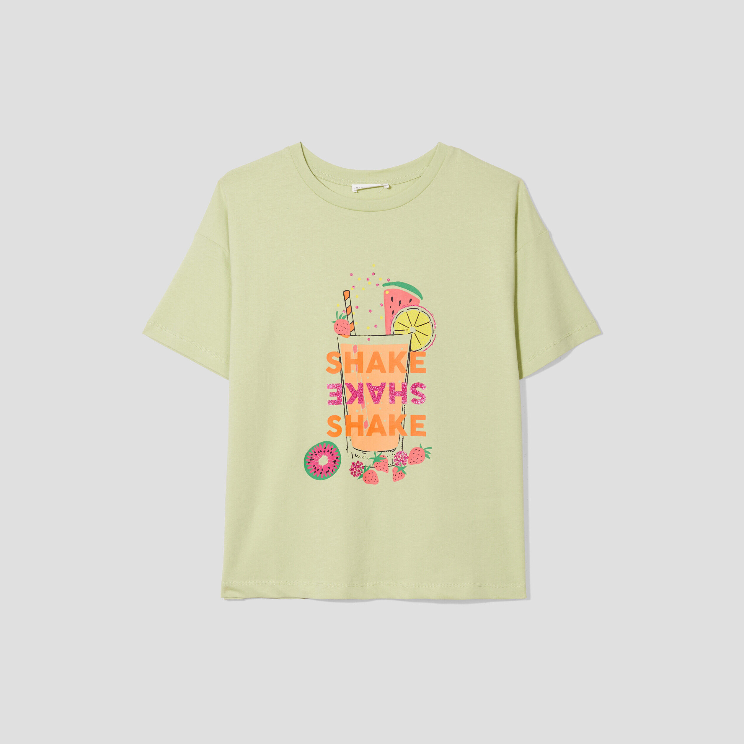 T-shirt oversize col rond vert pastel femme | Cache Cache