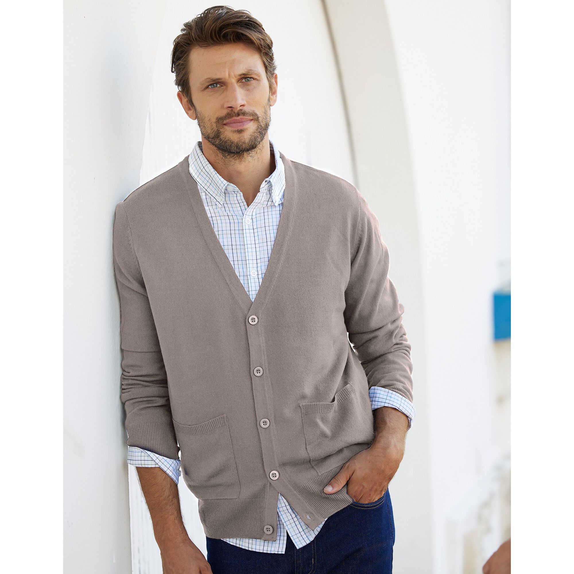 Gilet boutonné manches longues
