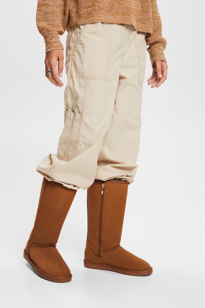 Rauleder-Boots mit Kunstfellfutter