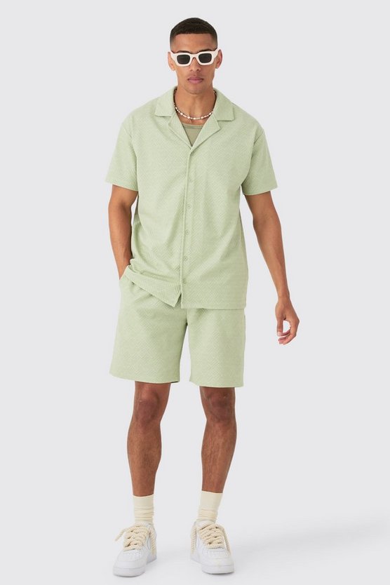 Oversize Jacquard-Hemd & Shorts