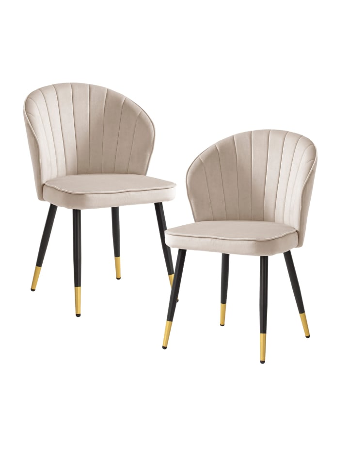 KADIMA DESIGN Esszimmerstuhl 2er Set Samt Küchenstuhl mit Metallbeinen, in Beige günstig kaufen onesize