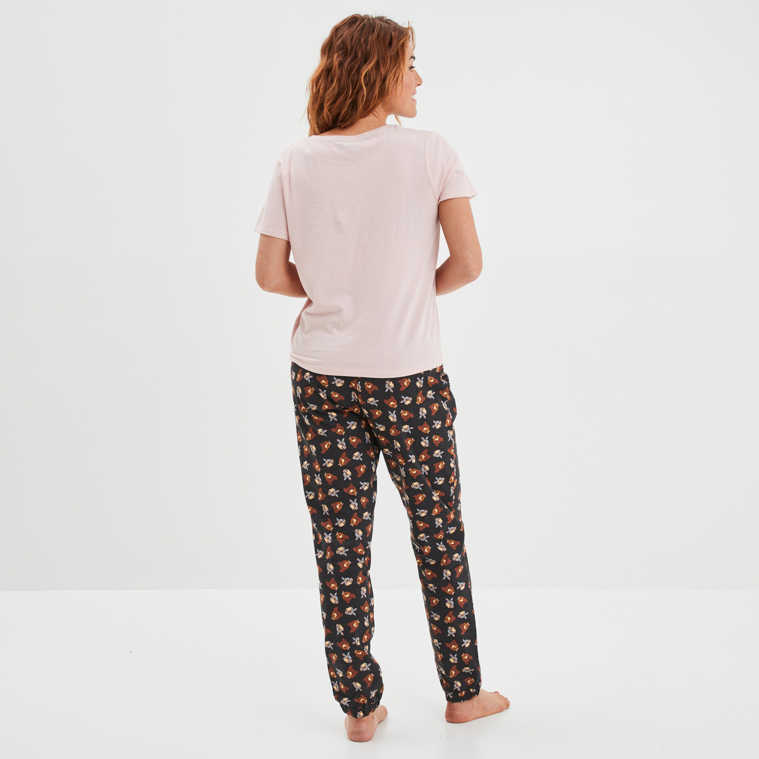 Ensemble pyjama 2 pièces coton Bambi rose clair femme | La Halle