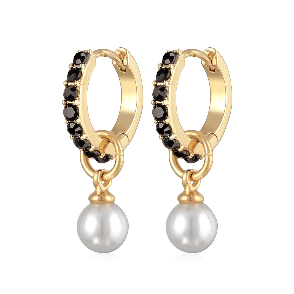 Elli Elli Boucles d'Oreilles Femmes Créoles Pendentif Perles de Verre Couleur Or avec  Boucles d'oreilles