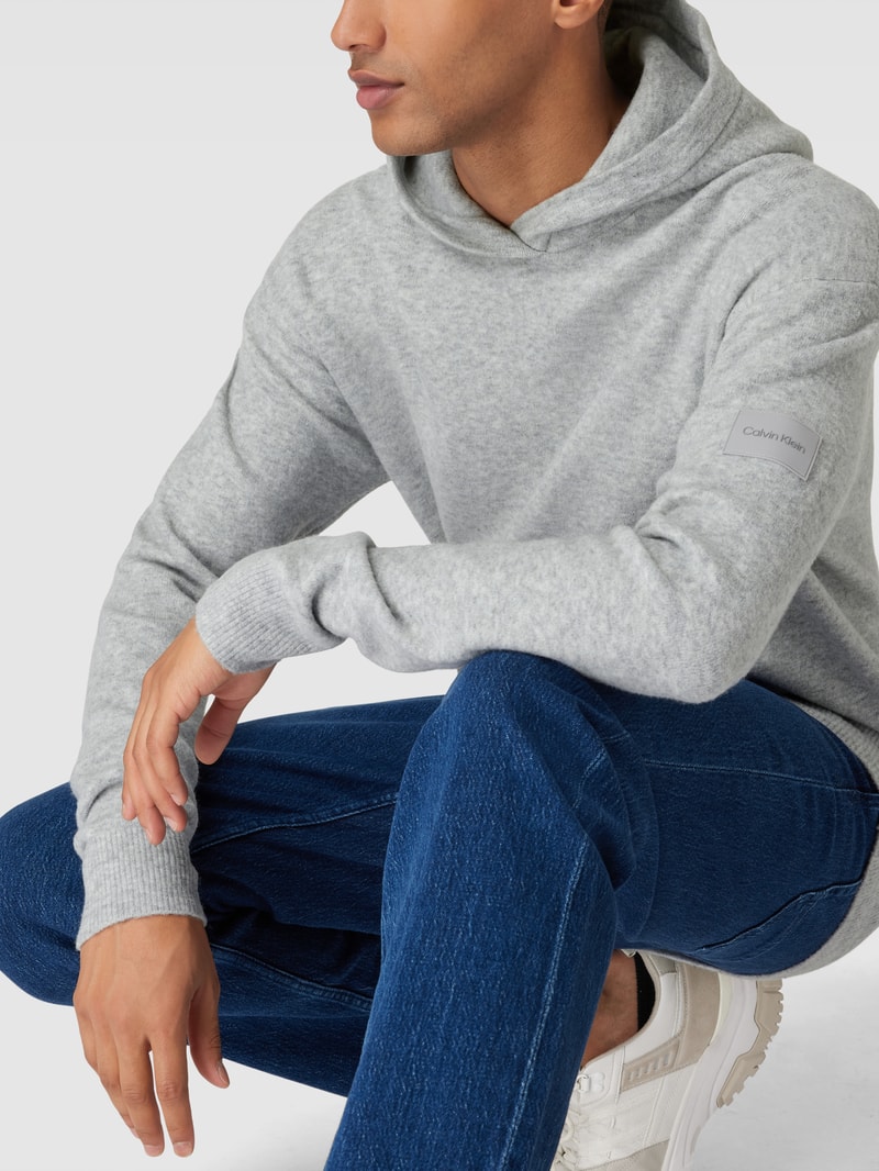 Hoodie in Strick-Optik Modell 'LYCRA' in hellgrau