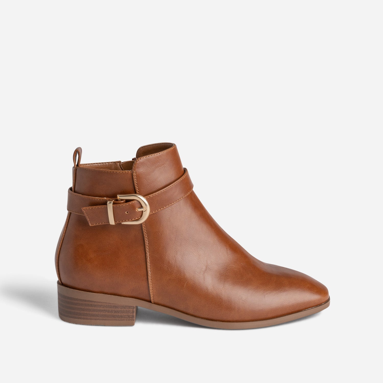 Boots cognac éco-conçu avec bride cheville