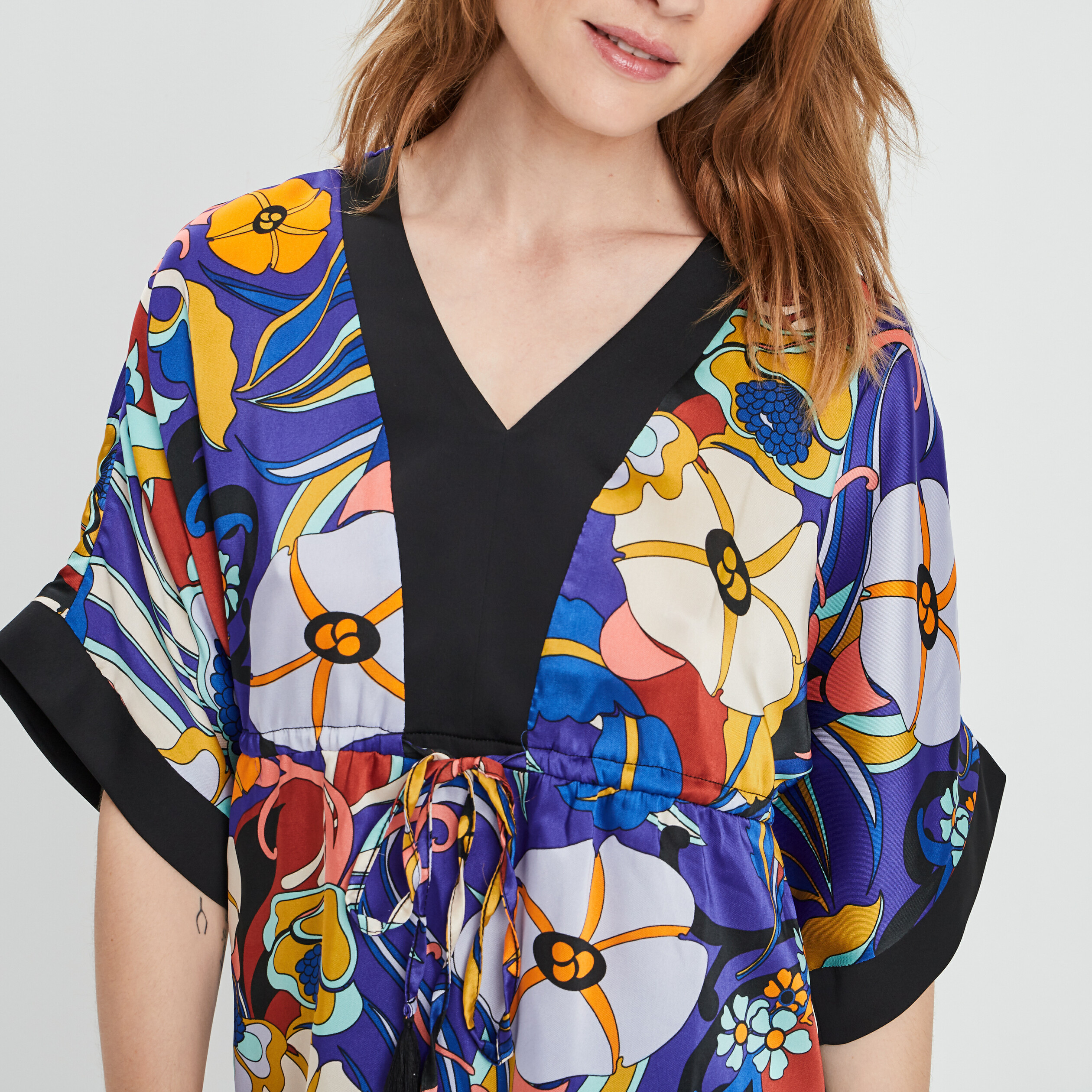 Blouse fluide avec cordon de resserrage violet femme | La Halle
