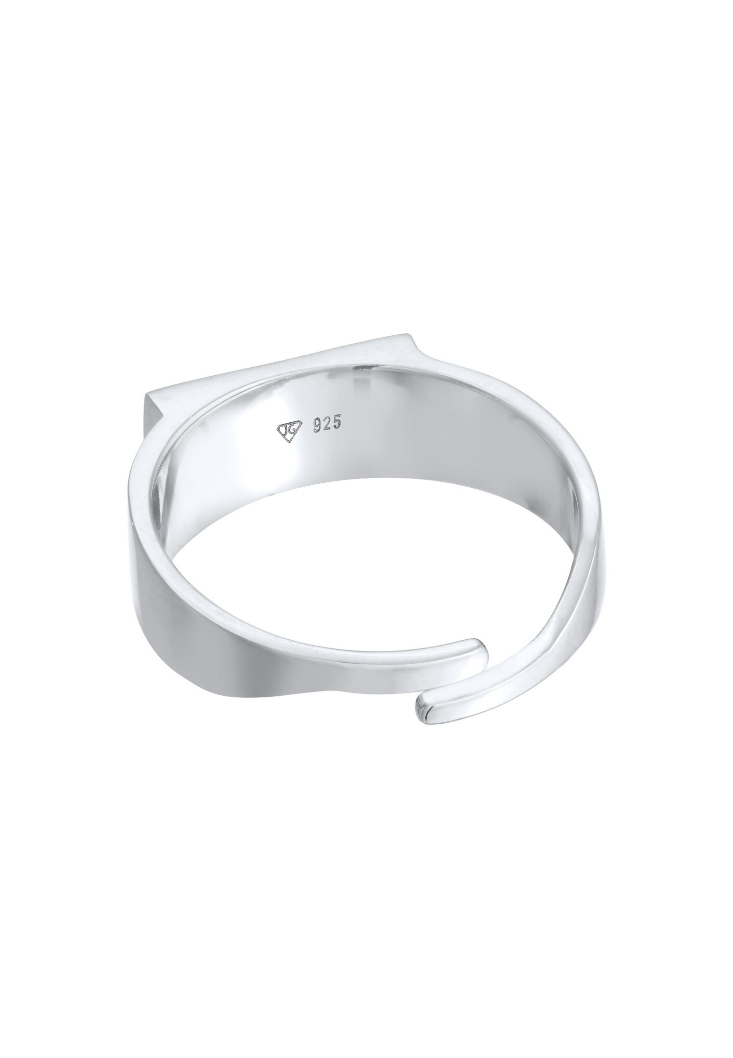 Anello da donna Elli con sigillo geometrico aperto e regolabile in argento sterling 925.