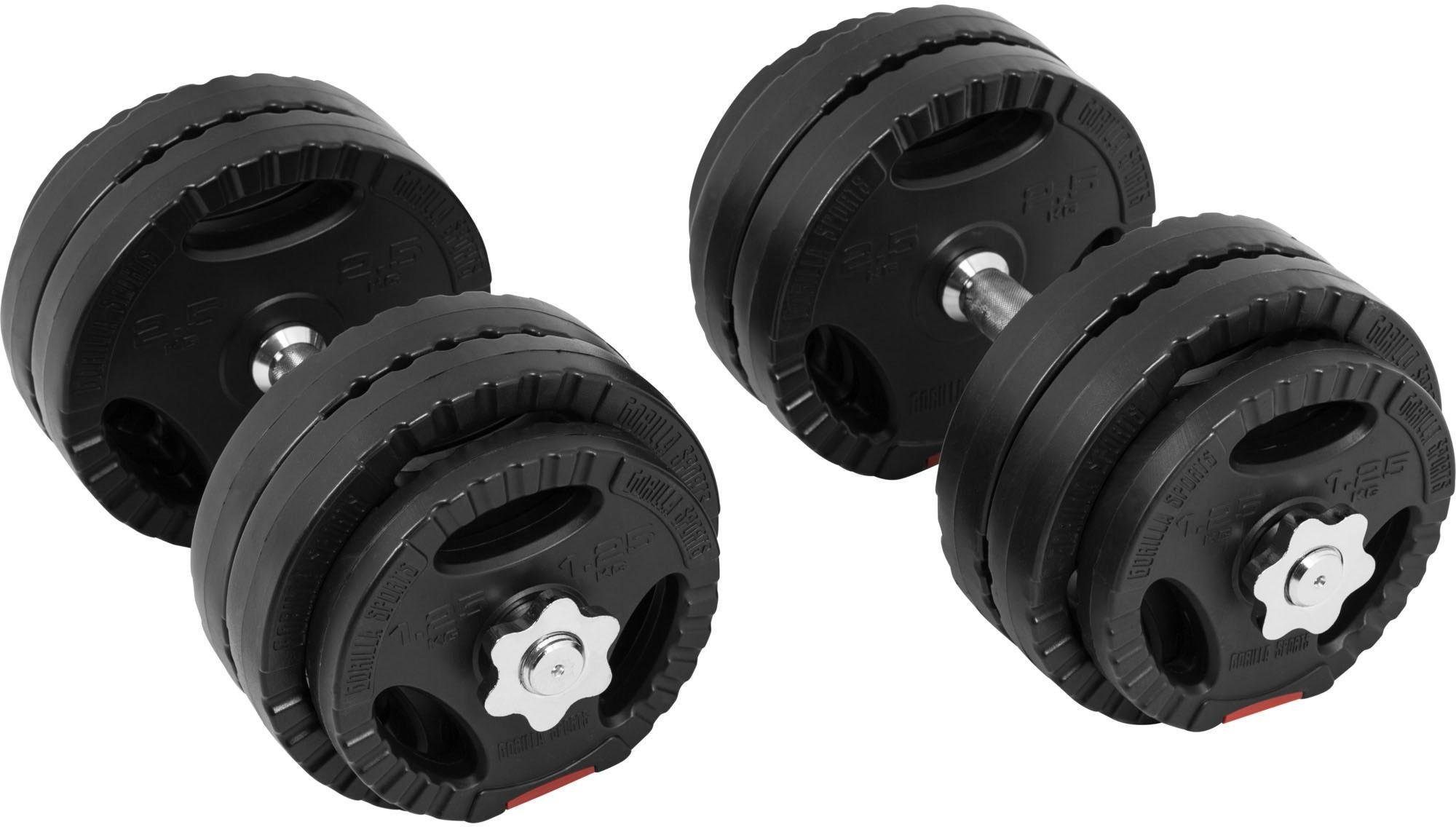 GORILLA SPORTS Hantel-Set Kurzhantelset Kunststoff Gripper 30 kg