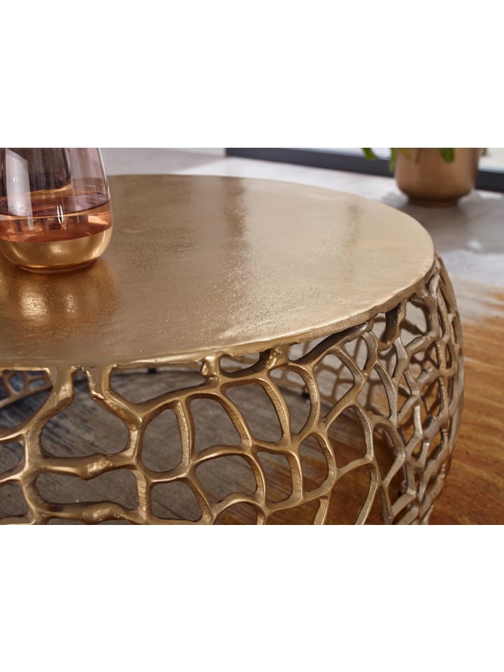 KADIMA DESIGN Couchtisch Ast-Design | Metall Gold, 66x66cm, Rund in Gold günstig kaufen onesize