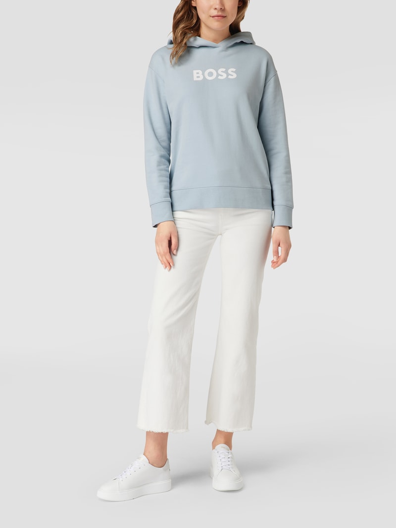 Hoodie mit Label-Print in hellblau