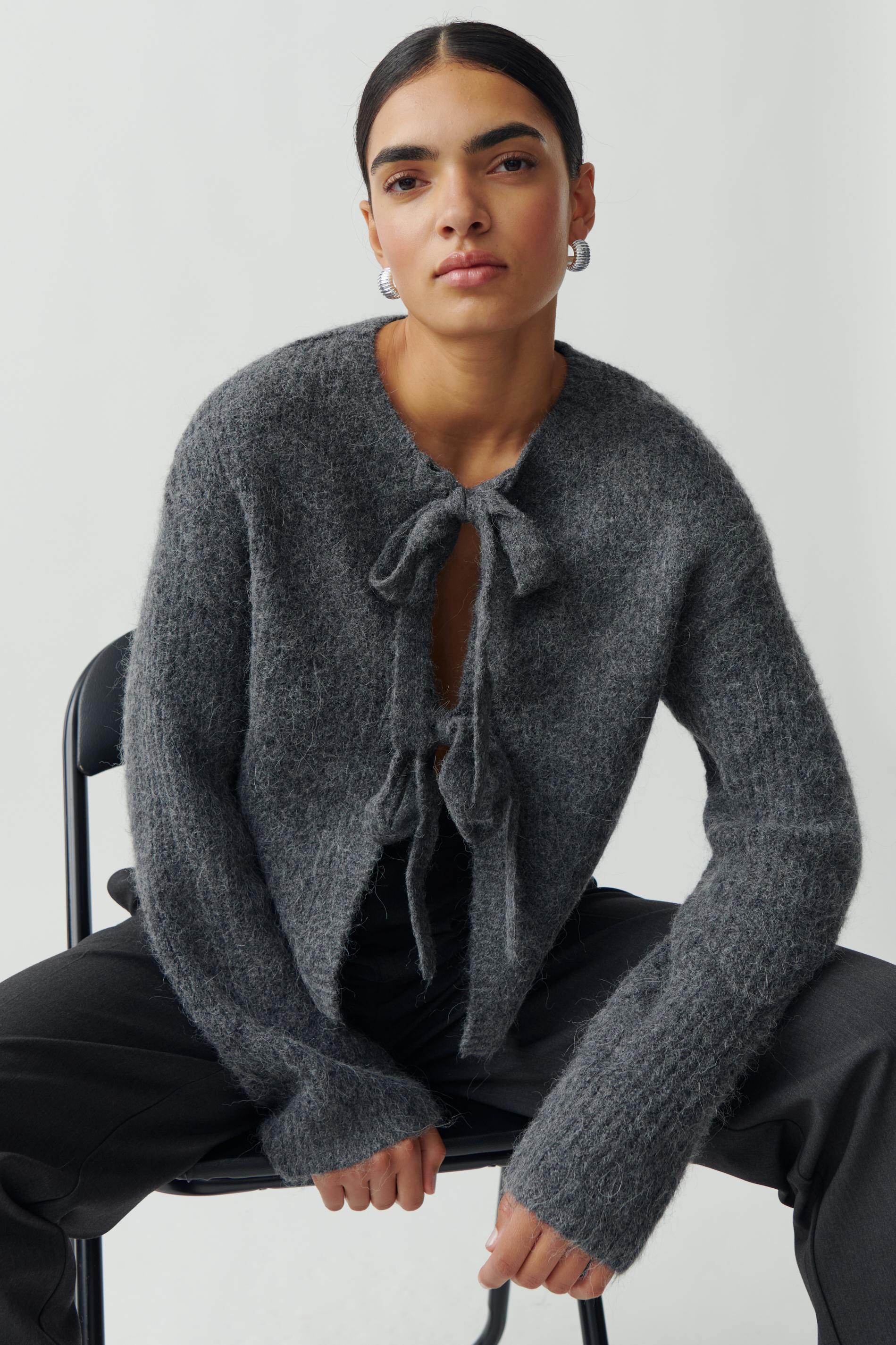 Knitted tie cardigan