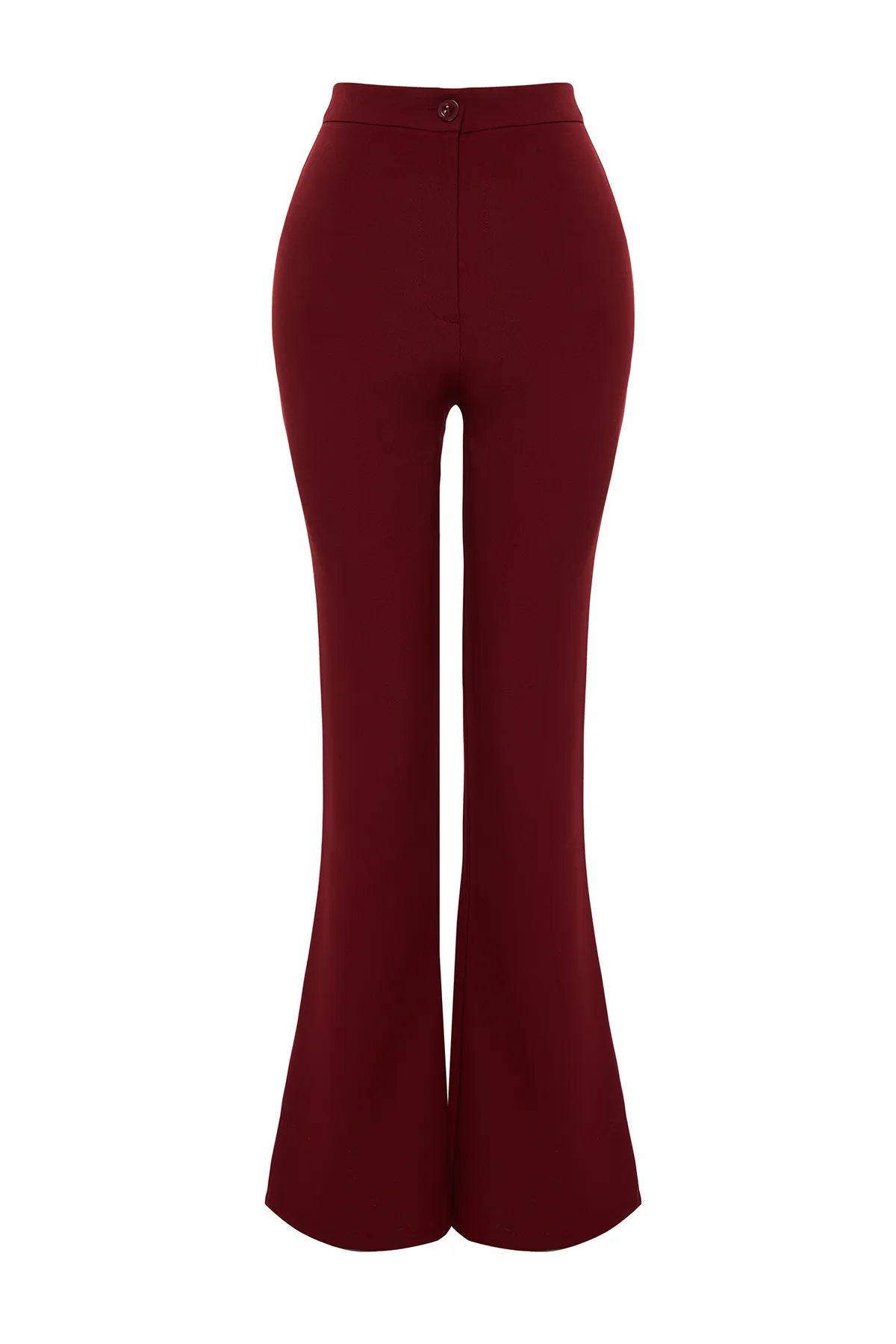 Trendyol Collection  Burgunderrote, gewebte Hose mit ausgestelltem Bein und hoher Taille TWOAW20PL0094