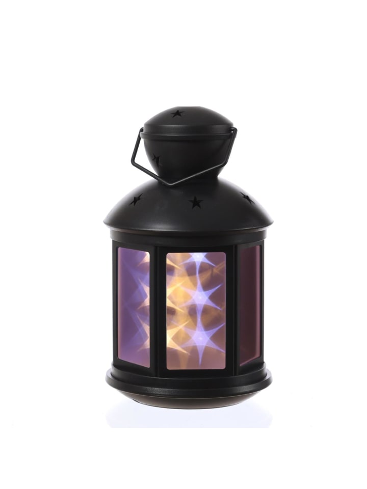 MARELIDA LED Laterne weiße Sternenmuster bewegt oder Dauerleuchten H: 22cm in schwarz günstig kaufen onesize