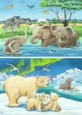 Kinderpuzzle ab 3 Jahren - Tierkinder aus aller Welt - 12 Teile