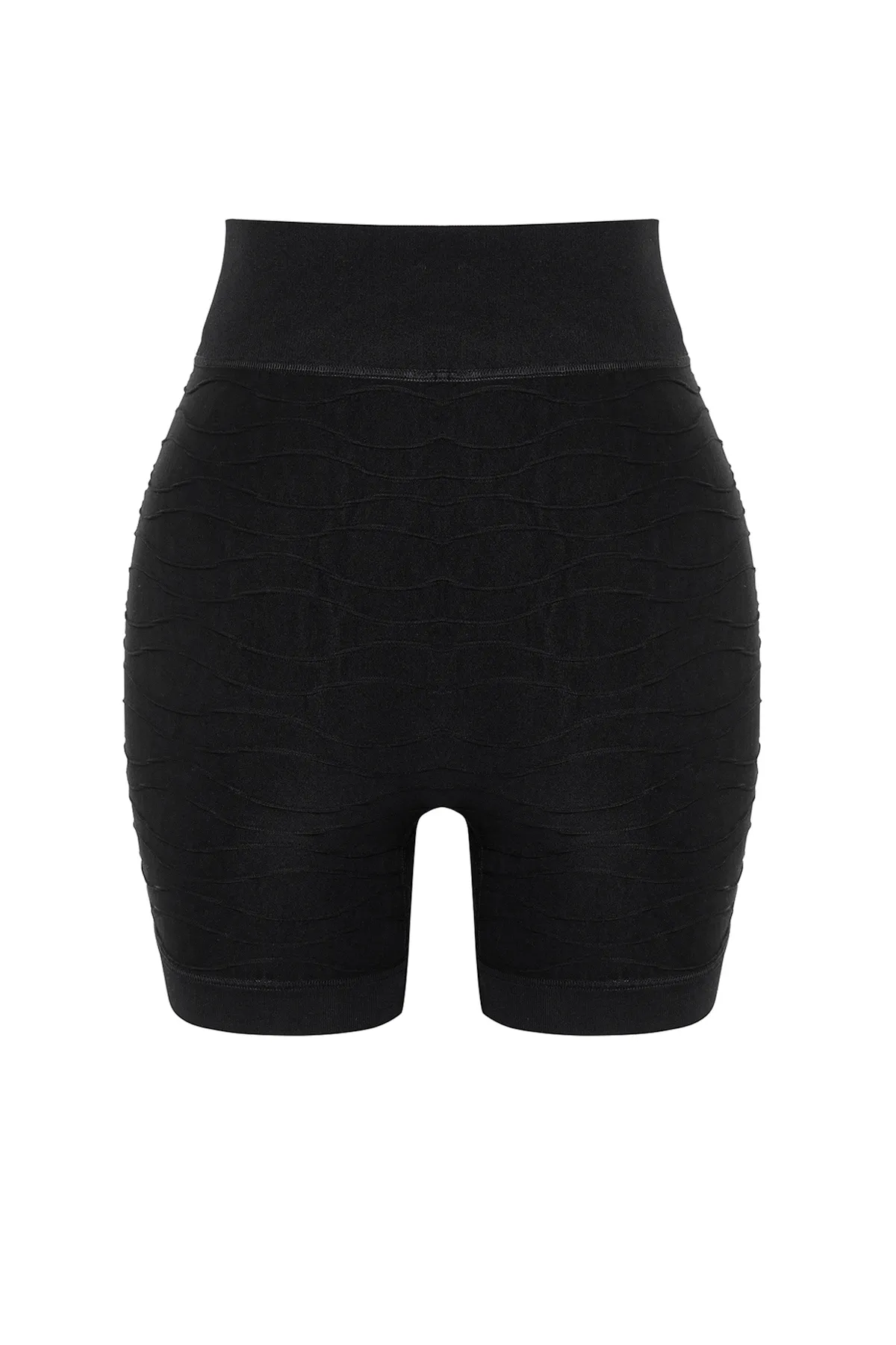 Trendyol Collection  Schwarze nahtlose/nahtlos strukturierte, selbstgemusterte gestrickte Sportshorts/kurze Leggings THMSS24TY00044
