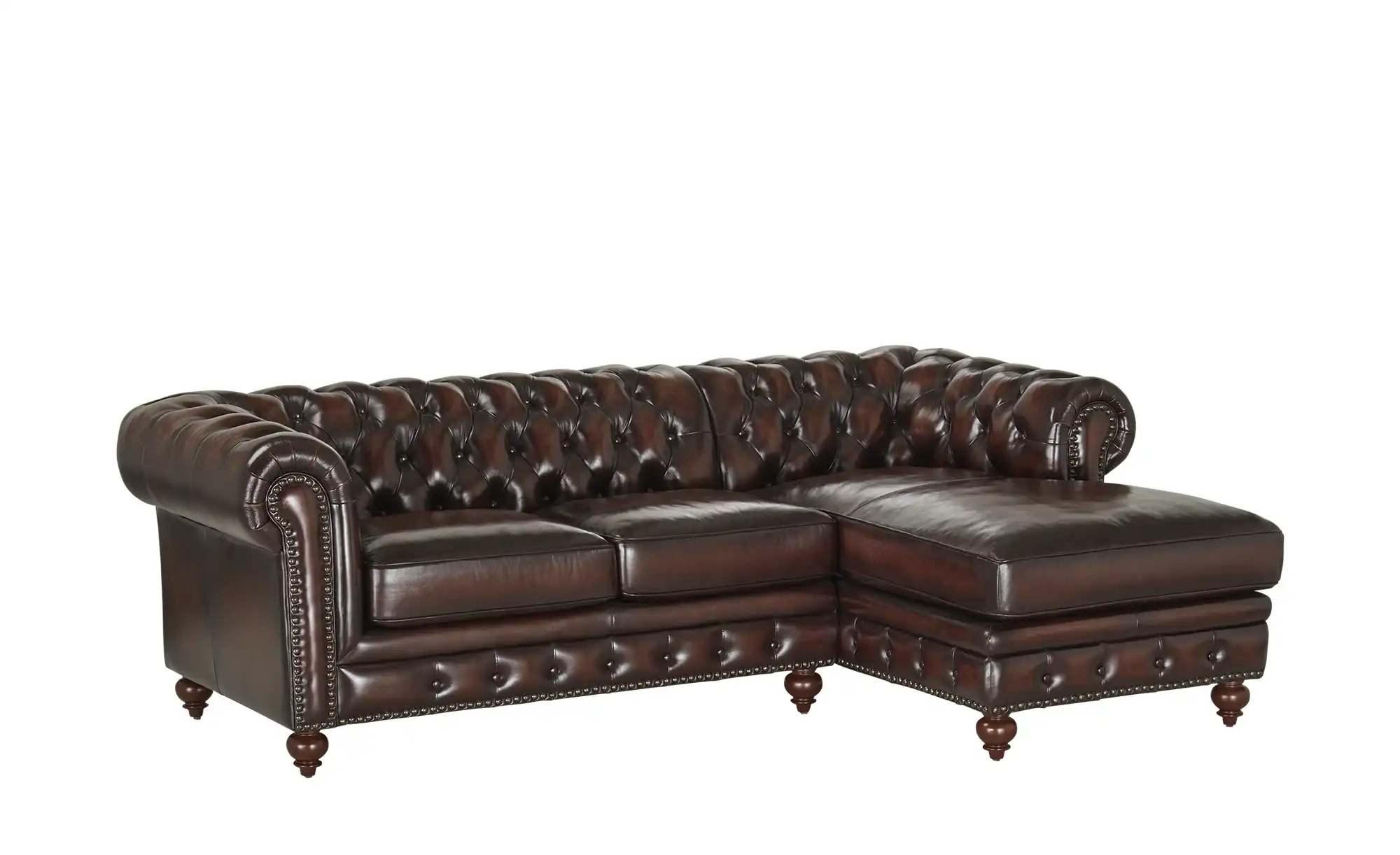 Primo Ecksofa Bezug aus Echtleder Chesterfield