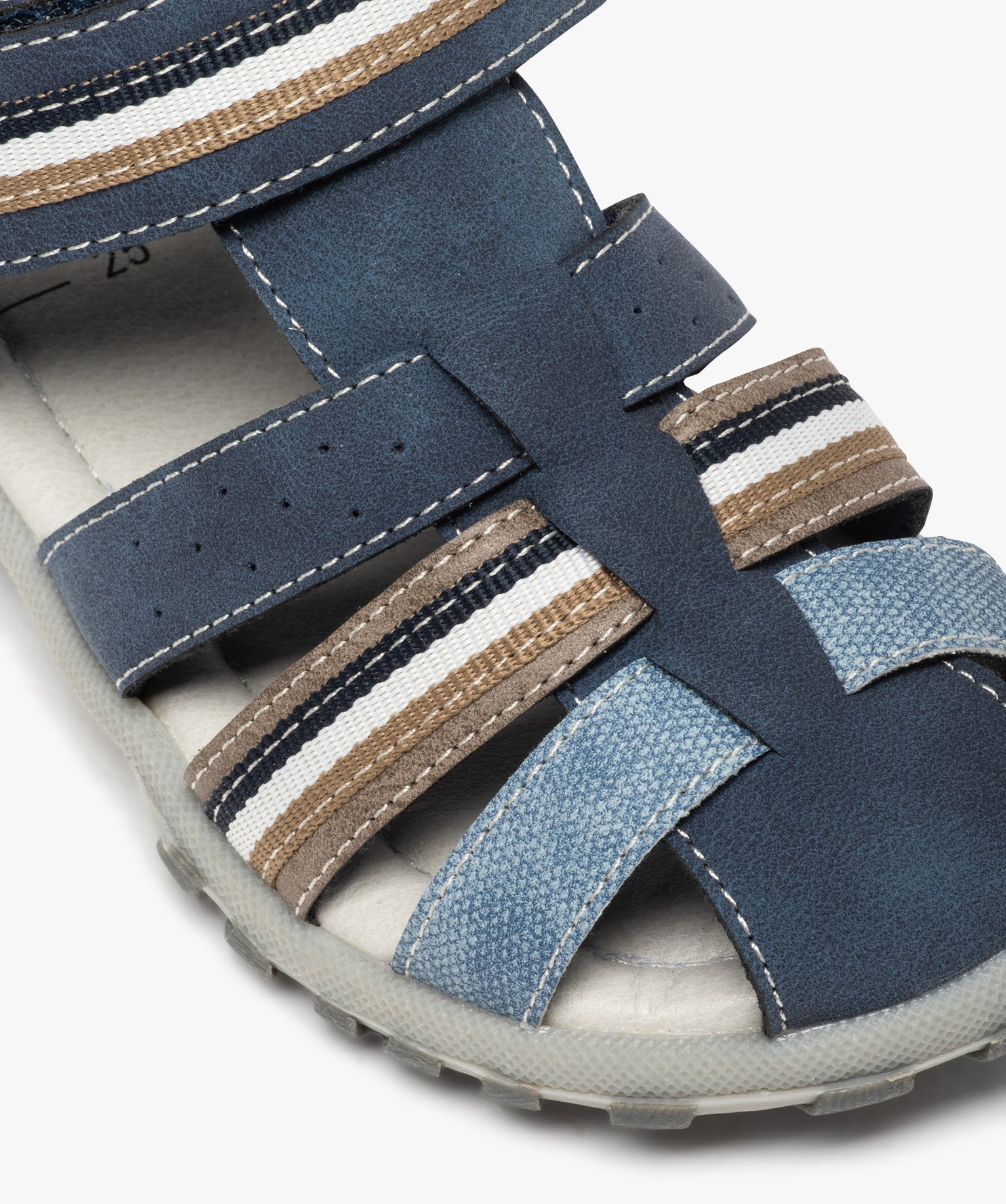 Sandales Garçon multi-brides fermeture scratch bleu | GEMO