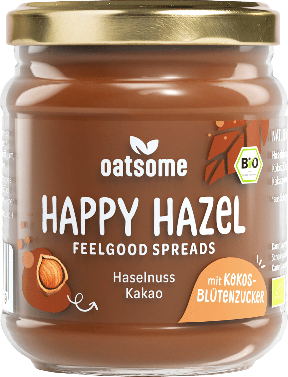 Haselnussmus, \Happy Hazel\ Feelgood Spreads, Haselnuss Kakao, 200 g