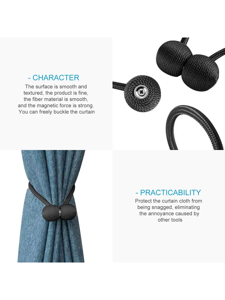 Intirilife 2-teiliges Raffhalter Set Gardinenklammer in Schwarz günstig kaufen onesize
