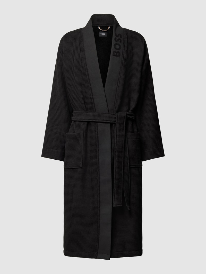 Bademantel mit Strukturmuster Modell 'WAFFLE' in schwarz