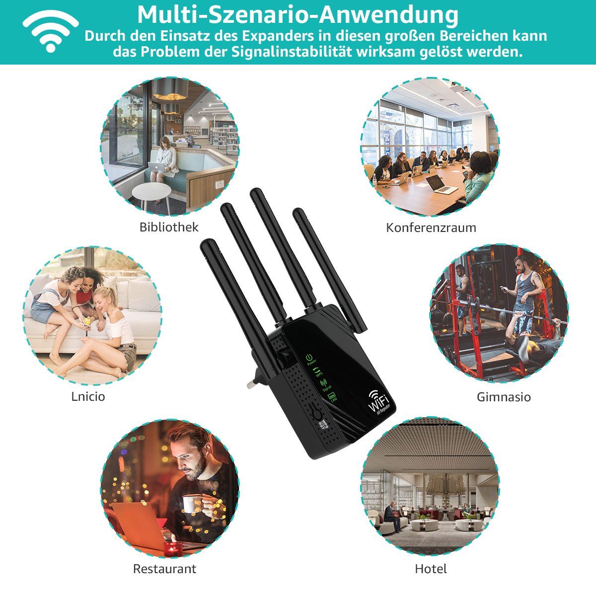MOOHO WLAN Repeater WiFi Verstärker 1200Mbit/s 5GHz & 2.4GHz Dual-Band WLAN-Repeater, WLAN-Repeater