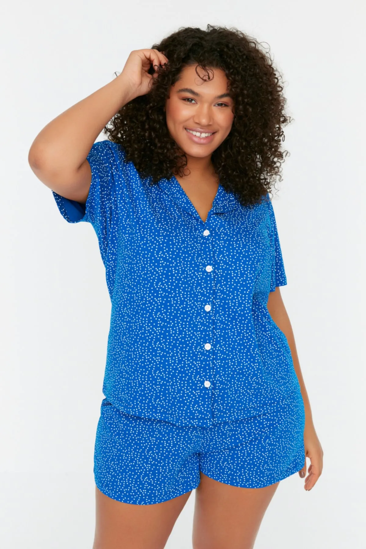 Trendyol Curve  Saks Gestricktes Pyjama-Set TBBSS22PT0707