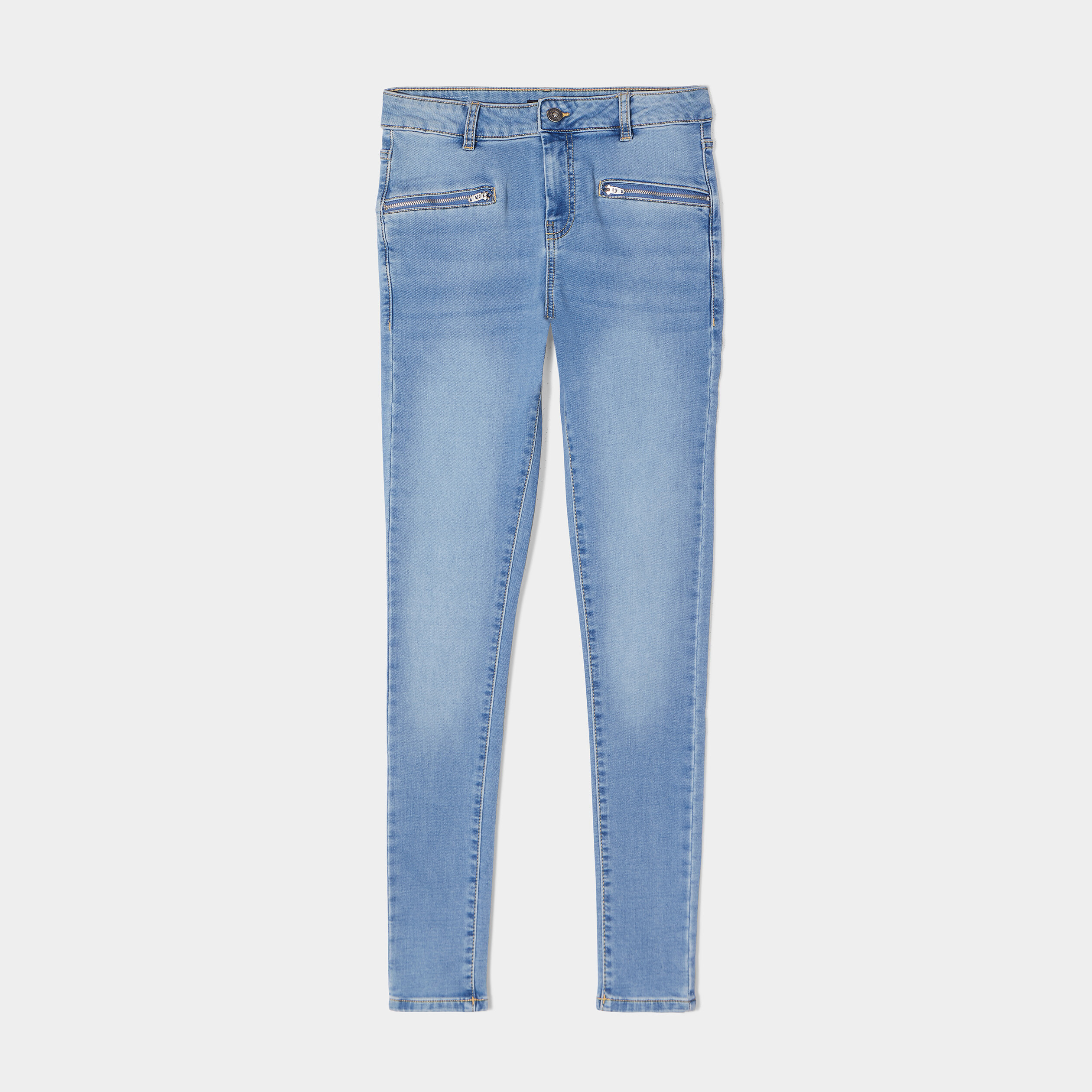 Jeans slim détails zippés denim stone femme | La Halle