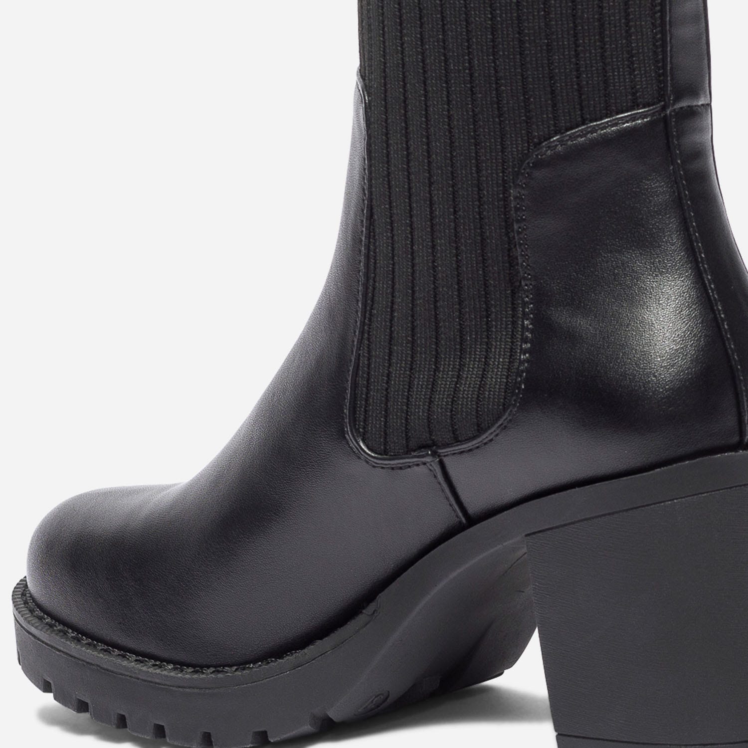 Boots TEXTO noir avec tige textile côtelé