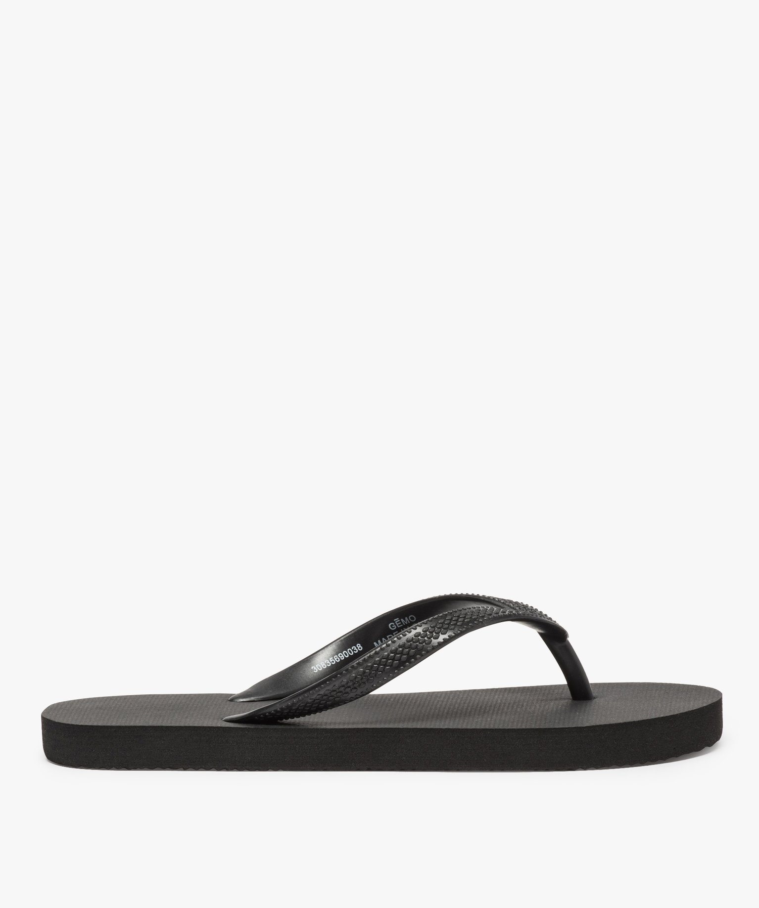 Tongs Garçon unies avec brides à reliefs noir | GEMO