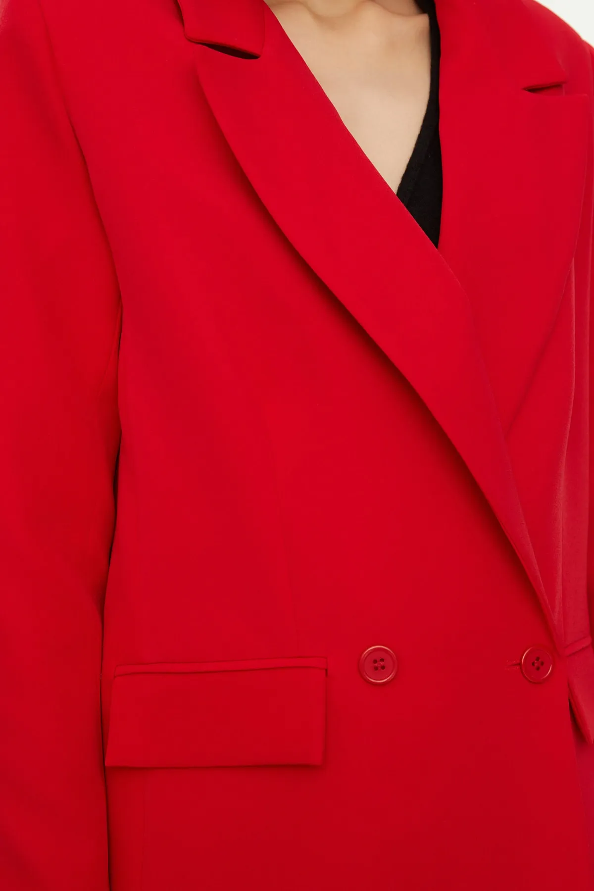 Trendyol Collection  Roter, normal gefütterter, zweireihiger, gewebter Blazer mit Verschluss TWOSS20CE0059
