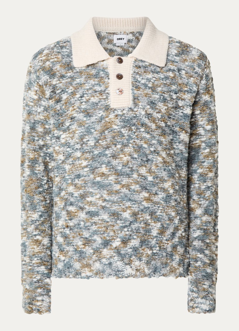 Obey Reuben chunky knitted sweater with polo collar