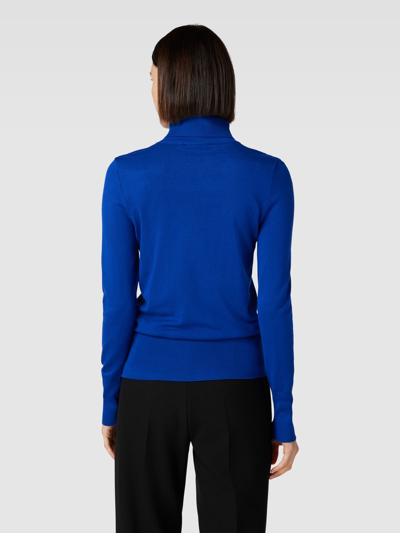 Rollkragenpullover mit gerippten Abschlüssen in royalblau