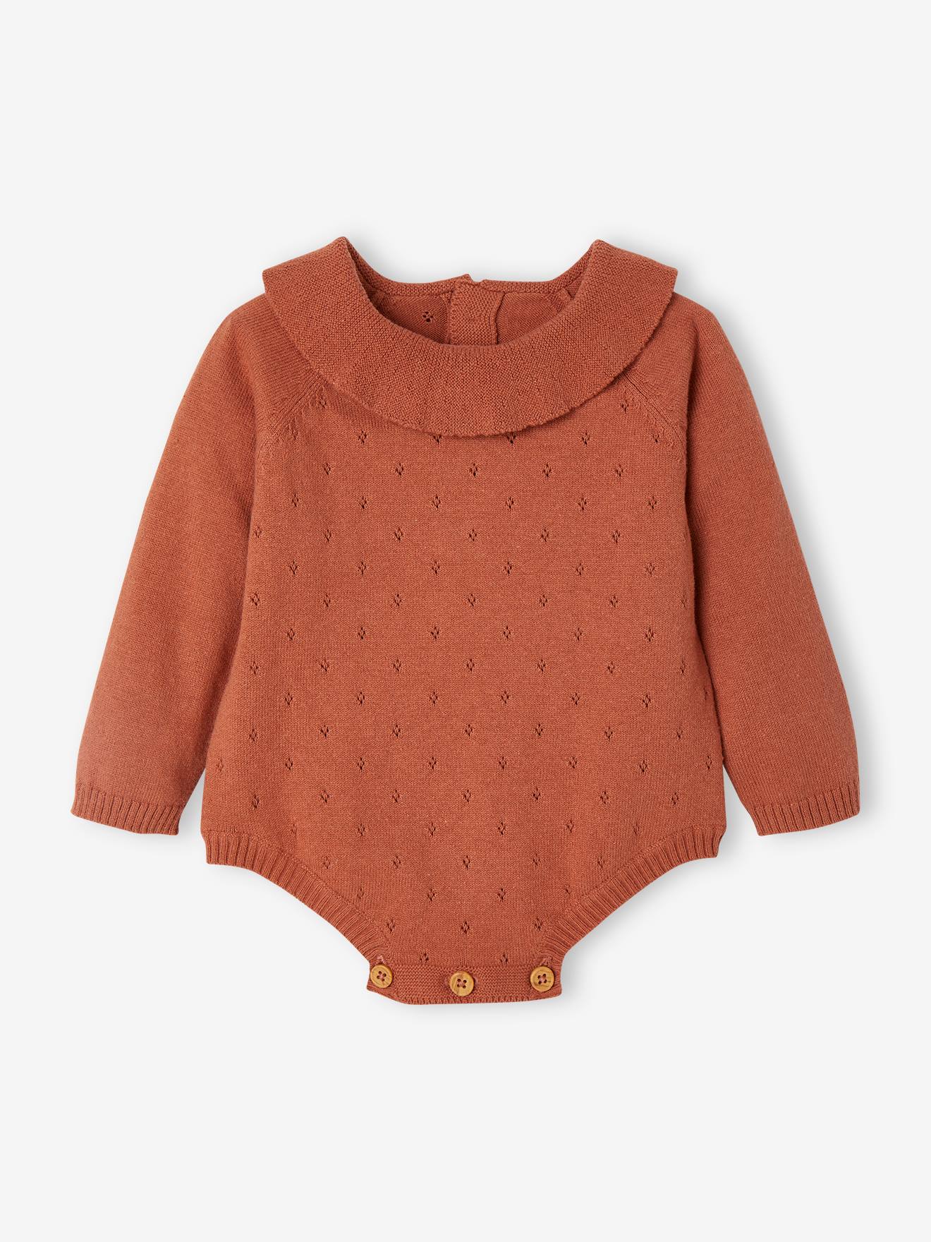 Vertbaudet Baby Strick-Body mit langen Ärmeln - terrakotta farbe