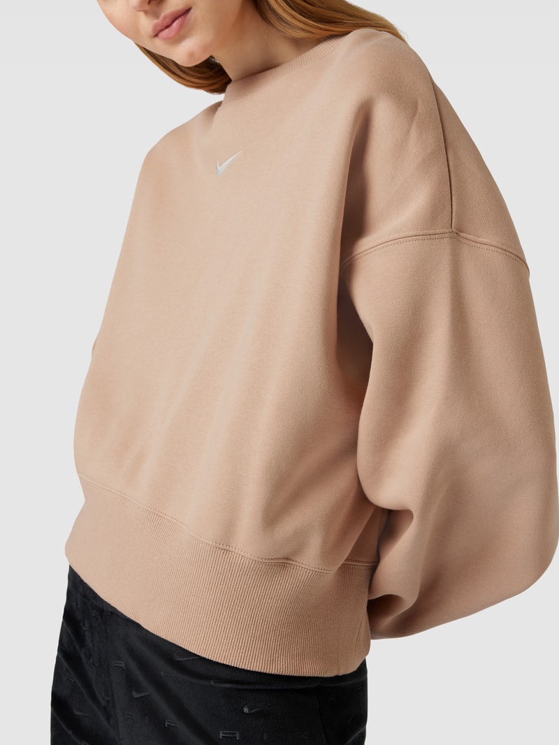 Sweatshirt mit Logo-Stitching in haselnuss braun